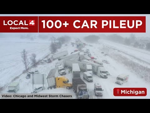 100+ car pileup on Michigan highway leaves drivers stranded for hours