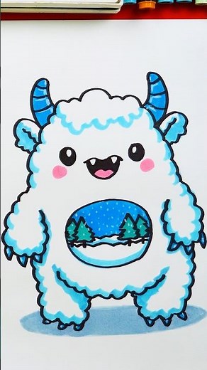 Draw a really cute winter monster with us! #artforkidshub