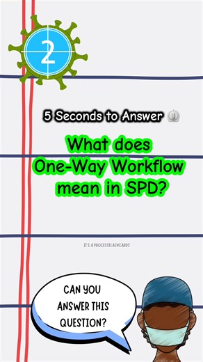 SPD Drill 👇 Do you know what one-way workflow means in sterile processing? Test your knowledge before the answer is revealed. #sterileprocessing #sterileprocessingtech #sterileprocessingtechnician #centralsterile #spdtraining