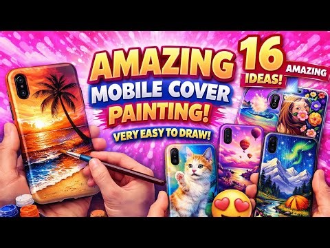 Amazing mobile cover painting 😍 16 easy to draw painting #painting #drawing #mobilecover