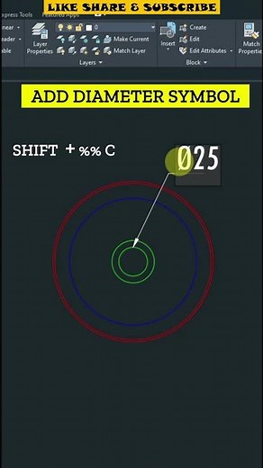 Diameter Symbol in AutoCAD #shorts