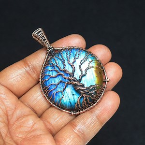 Labradorite Copper Tree of Life Pendant - Etsy