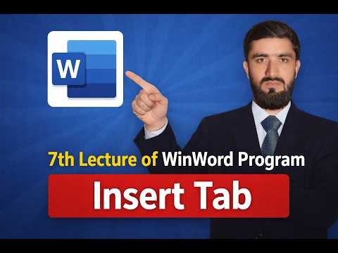 7th Lecture of WinWord Program in Pashto | Insert Tab