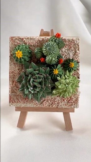 3D Succulent Painting | Textured Acrylic Art #artprocess #texturedart #floralart #satisfying
