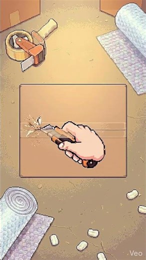 Cozy Unboxing ASMR 🎁 Box Cutter Slice | Pixel Art #shorts