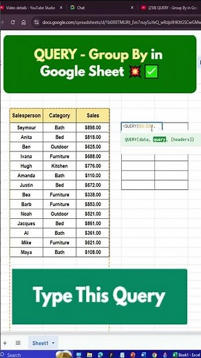 🔥 Master GROUP BY in Google Sheets Using QUERY! 🔥