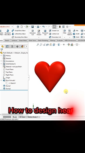 how to design heart ❤️ in Solidwork ☺️ #solidworks