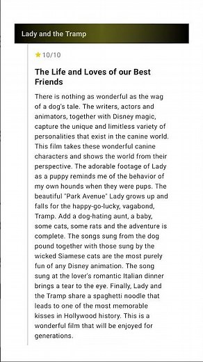 Lady and the Tramp 1955 Review