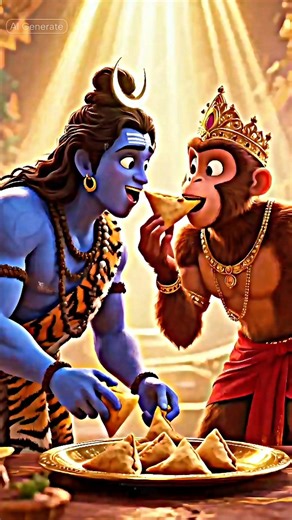 शिव जी vs हनुमान जी सामोसा मुकाबला | 😋🙏 | #bhaktishorts #shortfeeds #aishorts #3danimation #aivideo
