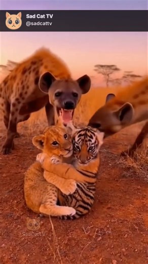 Baby Tiger & Lion Cub Hug As Hyenas Surround Them... but THEN THIS HAPPENS! 😱🐅🦁