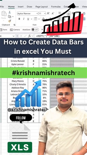 How to Create Data Bars in excel You Must Know‼️ Thanks for watching! If you like, please don’t forget to like & follow Follow:- @krishnamishratech #krishnamishratech #krishnamishratechvideos #krishnamishrareel #krishnamishranew #krishnamishra Save this so you won’t forget it💡 #excel #exceltips #exceltricks #spreadsheets #corporate #accounting #finance #workhacks #tutorial #sheets #ai #copilot #chatgpt #sql #mysqlserver #sqldatabase #lightroomtutorials #excel #exceltips #exceltricks #spreadshee