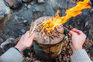 The Ultimate Campfire Just Needs One Piece of Wood