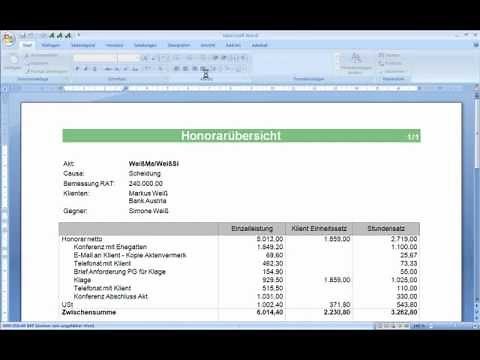 ADVOKAT Honorarabrechnung - Honorarnoten einfach erstellen