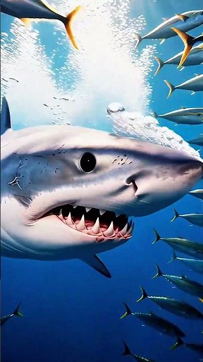 Shortfin Mako Shark vs Yellowfin Tuna | The Ocean's Fastest Chase 🦈⚡#wildlife #makoshark #oceanlife
