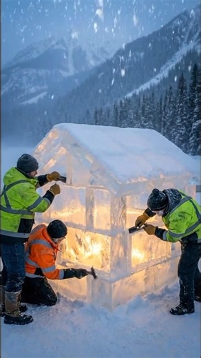 Building a Magical Ice House in Heavy Snow ❄️ #interiordesign #lifeisbutadream #snowmotion