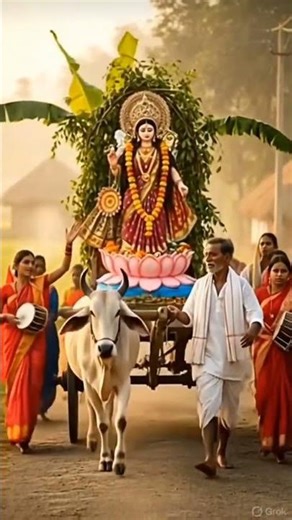 The sacred journey of Mother Saraswati 🙏 Divine tableau taken out in the village | Saraswati Bles...