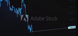 Fake stock market tickers with graphs and charts. Digital animation of made-up Stock market prices changing. 4k animation