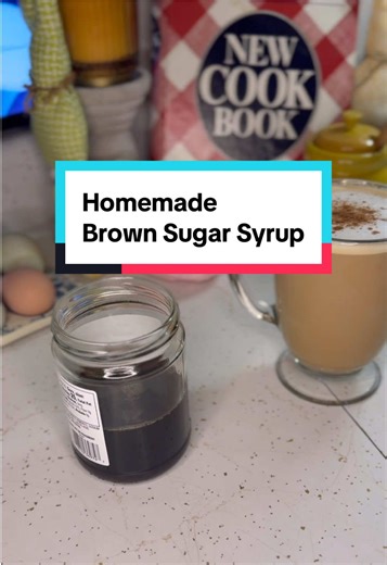 Homemade Brown Sugar Syrup ½ cup brown sugar ½ cup water Heat and stir until dissolved. Let it cool. #hom#homemadecoffeeo#brownSugarlatteh#athomebaristam#momlifeffeetime