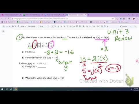 Algebra 2 Unit 3 Review #7,8