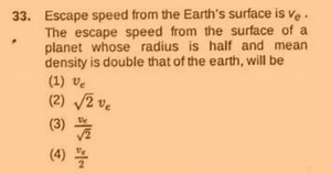 Escape speed from the Earth's surface is v _ { e }. The escape ... | Filo
