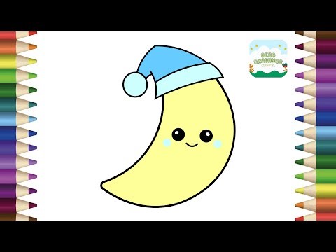 How to Draw A Cute Moon Easy Step by Step | Moon Drawing