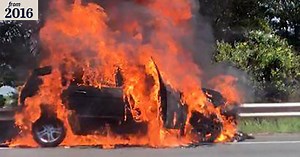 Luxury 4WD explodes on Motorway