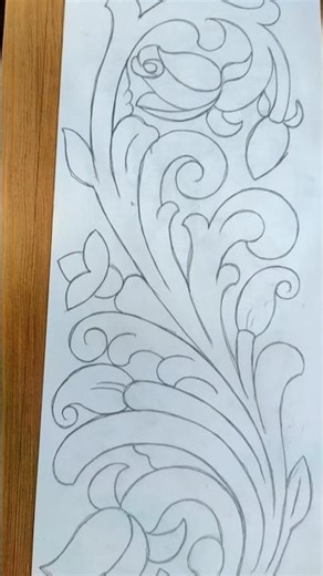 Hand drawn floral carving pattern perfect design for wood carving #drawing #carving