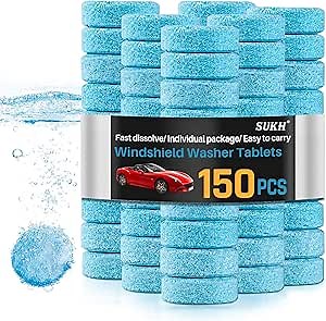 Sukh 150 Car Windshield Washer Tablets - Washer Fluid Tablets Glass Cleaner Concentrate Car Windshield Wiper Fluid Car Windshield Cleaner