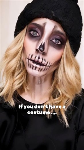 Easy costume idea !!! I just use Makeup I had already .. throw on a stocking cap and you are ready !! #halloweenparty #halloweenmakeup #skullmakeup #costumemakeup | Chelsey Gobbo