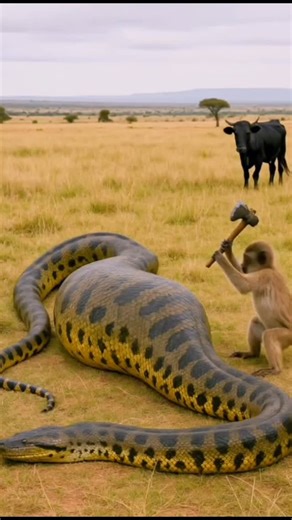 Powerwildanimal on Instagram: "Monkey save a cow from python stomach 🥲 _ _ _ _ _ _ _ _ #monkey #python #pythonvsmonkey #pythonattack #wildanimals wildanimalshorts wildafrica wildlifeindia discovery discoverearth naturephotography nature krugerpark krugernationalpark nationalgeographic"