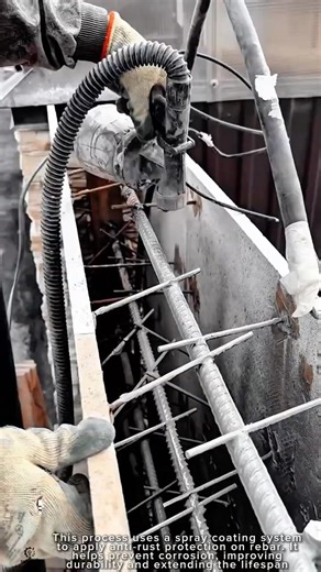 Rebar Coating Work Tool Using Anti Rust Spray System #worktool