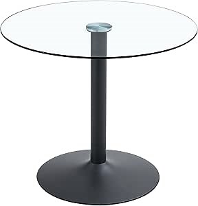 Round Glass Dining Table,35" Round Kitchen Table with Tempered Glass Table Top,Sturdy Black Powder Coating Support,Clear Small Round Dining Table for Kitchen,Home,Cafe(30" H