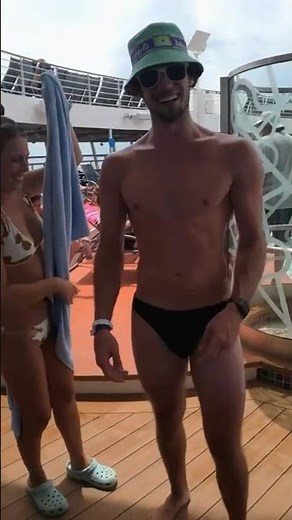 Cameron jumps into a #thong for the first time! Doesn’t he look great? #speedos #bodypositivity