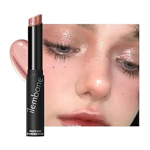 Silver Shimmer Stick, Rose Gold Undertone for Eyes, Lips, Face and Body Cream Highlight Eyeshadow, Multi-Use Diamond Like Shine, Moisturizing Formula Sheer Finish (Silver Sparkle)