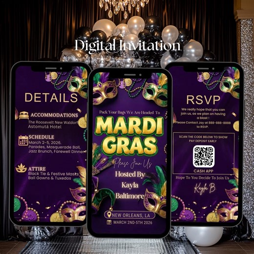 Mardi Gras Trip Invitation | Girls Weekend Getaway, Itinerary (digital Template | Girls Night Out - Etsy