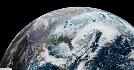 The huge comma-shaped satellite presentation of the BOMB CYCLONE off the East Coast with its mid-morning central pressure of 976 mb. (28.82") just shy of 30 mb deeper than 24 hour earlier. The term "Bomb cyclone" refers to powerhouse storms which deepen by at least 1 mb per hour for 24 hours. This system has done just that! The term has been in use since being first used in the 1940s---but its use in academic papers has been traced back to a reference by MIT meteorology professors Drs. Frederick