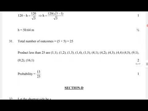 Class 10 maths standard answer key morning shift pre board exam