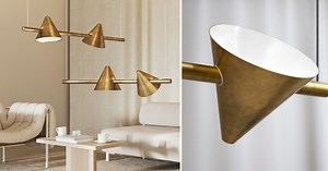 addi   örsjö introduce 'tell' modular cone-shaped brass luminaire