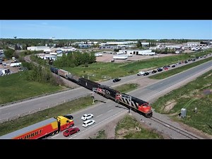 Awesome View in 4K! Trans Canada Highway Crossing - Local Train CN 537 on Humphrey Spur- Moncton, NB