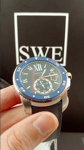 Cartier Calibre Diver Steel Rose Gold Blue Dial Watch W2CA0008 | SwissWatchExpo