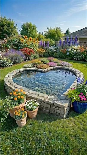 Building a Heart-Shaped Koi Pond From Old Tires! 🐠#gardenideas