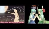 Mix of 2 videos from youtube : MMD6 - Bad Apple (3D animation version)