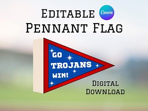 Pennant Flag | Editable Template in Canva | Printable | Use for Sports Teams, Game Day Celebrations and Party Decorations - Etsy