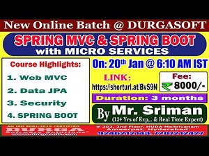 SPRING MVC & SPRING BOOT with MICRO SERVICES Online Training @ DURGASOFT