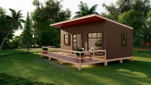 20' X 30' Wood Cabin Building Plans – Spacious Layout, Porch, Bedroom, Kitchen, Bathroom - Etsy