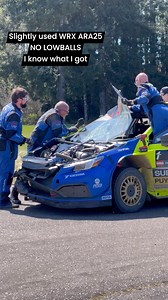 157K views · 1.9K reactions | Subaru replacing their windshield at regroup in Brandon’s Subaru WRX ARA25 after a minor logging expedition. The crash broke the hood pins which put the hood into the windshield. They’ll be back out at the final stage and battling for 1st with Conner Martell. | American Rally Association | Facebook