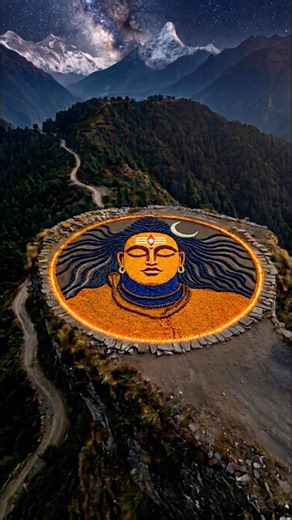 Building Adiyogi with 100,000 Flowers on a Mountain 🙏✨ #adiyogi #mahadev #shiv #viral #ai #trend