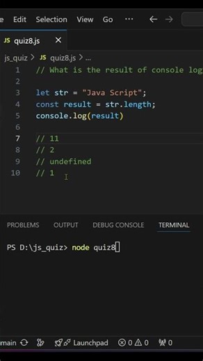 JavaScript Quiz: Test Your Skills in Under 1 Minutes #8 | Quiz Challenge #programming #hindi #shorts