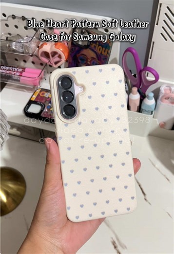 Blue Heart Pattern Soft Leather Phone Case for Samsung Galaxy #blueheart #softleather #case #samsungcase #phonecase