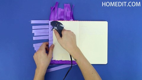 Upgrade a basic notebook to cute ribbon-covered journal